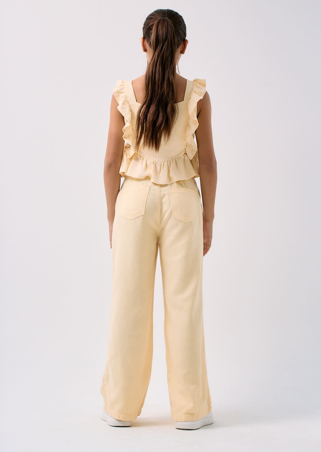 Pantalón amarillo bota ancha para niñas